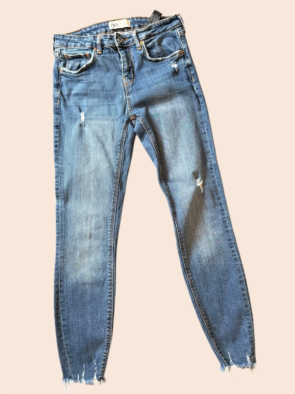 Zara Light Blue Distressed Skinny Jeans